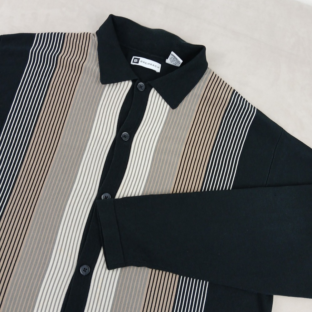 Bachrach XL Mens Sweater Button Up Long Sleeve Silk Blend 23x28 FLAW‎